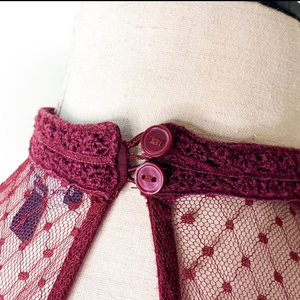 American Eagle Outfitters Burgundy Lace Flowy Top - Picture 6 of 6